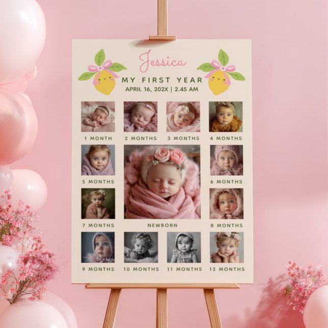 Lilla sötnos Citron 1-års födelsedags fototimeline Poster (Skapare uppladdad)