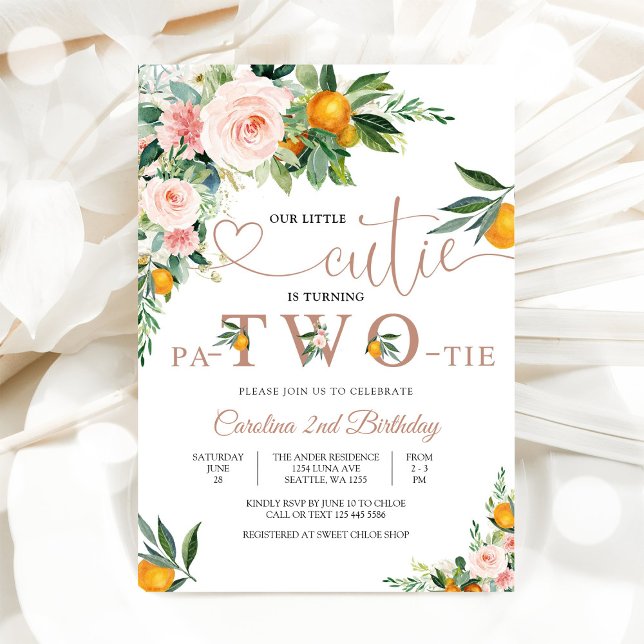 Lilla sötnos Citrus Födelsedagsinbjudan Inbjudningar (Skapare uppladdad)