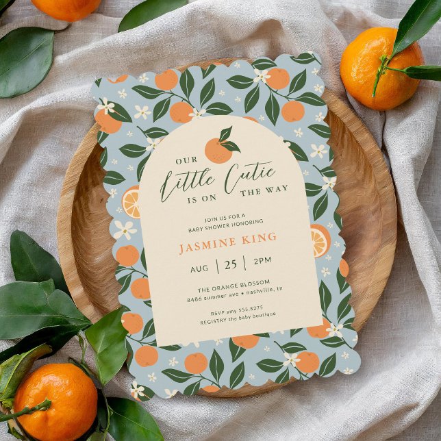 Lilla sötnos Orange Citrus Baby Shower Inbjudningar (Skapare uppladdad)