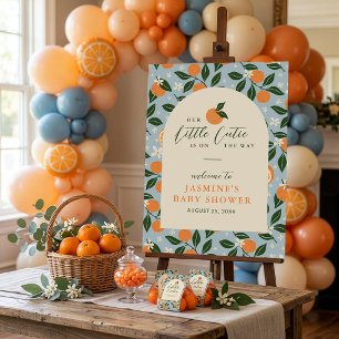 Lilla sötnos Orange Citrus Baby Shower Välkommen Poster