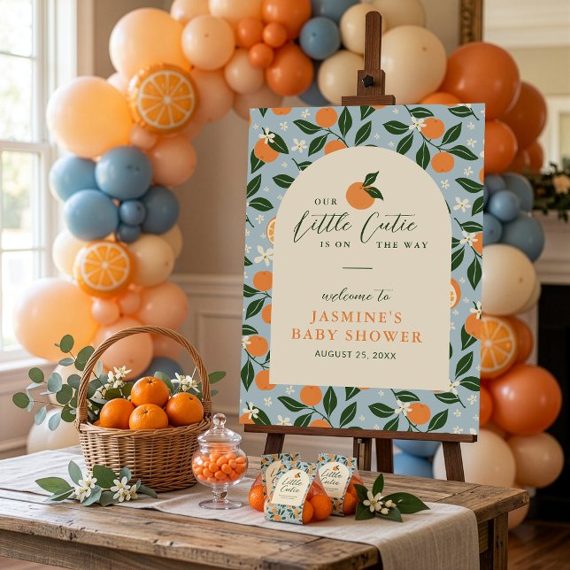 Lilla sötnos Orange Citrus Baby Shower Välkommen Poster (Skapare uppladdad)