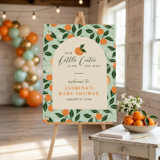 Lilla sötnos Orange Citrus Baby Shower Välkommen Poster