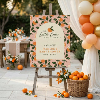 Lilla sötnos Orange Citrus Baby Shower Välkommen Poster
