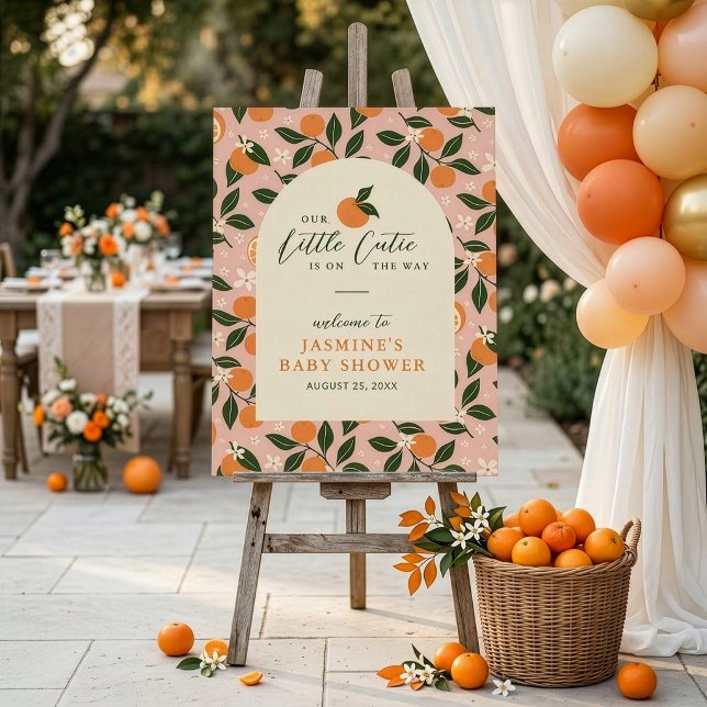 Lilla sötnos Orange Citrus Baby Shower Välkommen Poster (Skapare uppladdad)