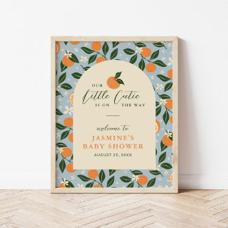 Lilla sötnos Orange Citrus Baby Shower Välkommen Poster