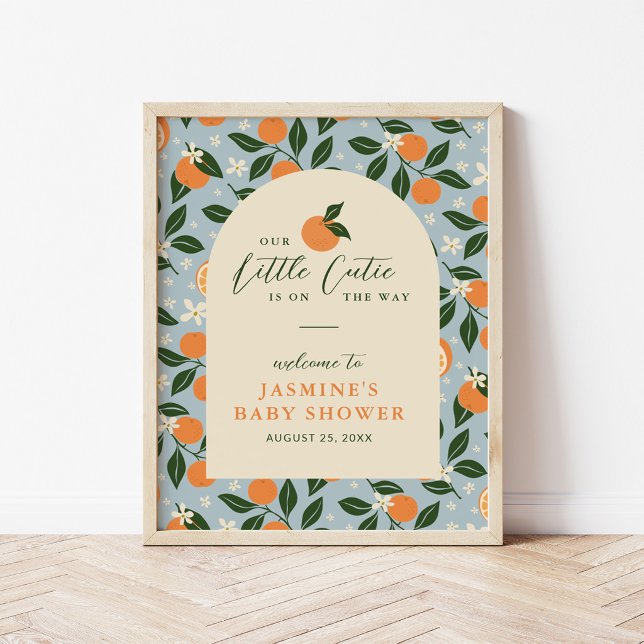 Lilla sötnos Orange Citrus Baby Shower Välkommen Poster (Skapare uppladdad)
