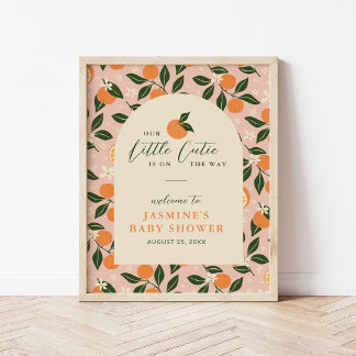 Lilla sötnos Orange Citrus Baby Shower Välkommen Poster