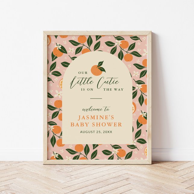 Lilla sötnos Orange Citrus Baby Shower Välkommen Poster (Skapare uppladdad)