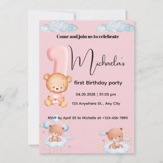 Lilla sötnos panda 1-årsdag inbjudningar