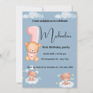Lilla sötnos panda 1-årsdag inbjudningar