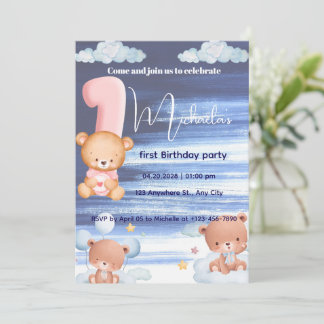 Lilla sötnos panda 1-årsdag inbjudningar