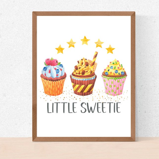 Lilla sötsön Watercolor Muffinss Nursery Kids Poster (Skapare uppladdad)