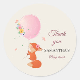 Lilla sött räv med ballongdekal runt klistermärke