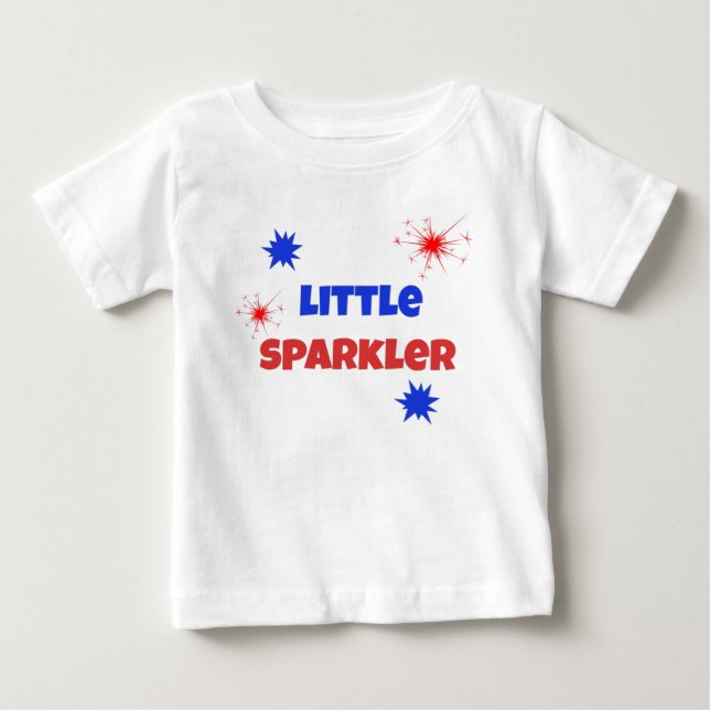 Lilla Sparkler 4:e juli Fireworks T Shirt (Framsida)