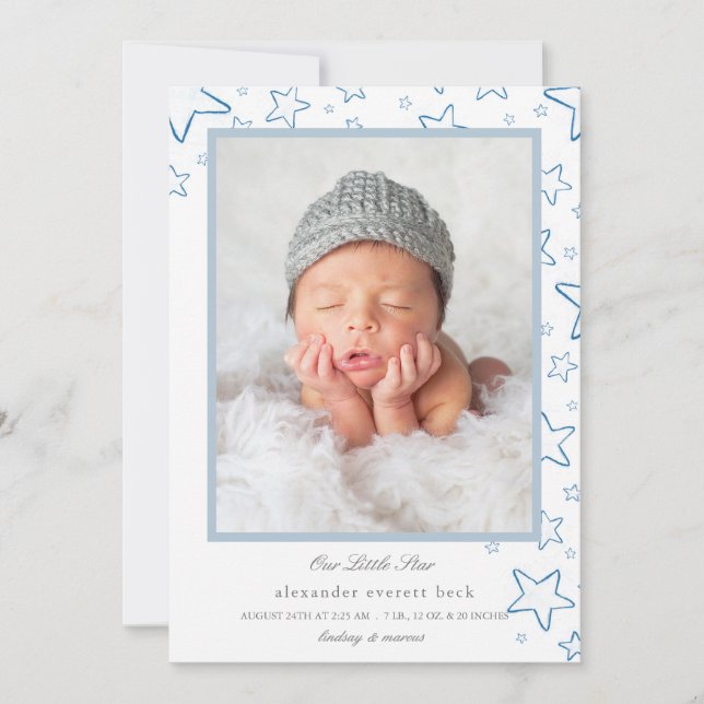 Lilla Star Birth-meddelande Meddelande (Framsida)