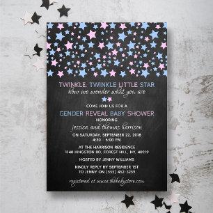 Lilla Star Gender Reveal Party! Baby Shower Inbjudningar