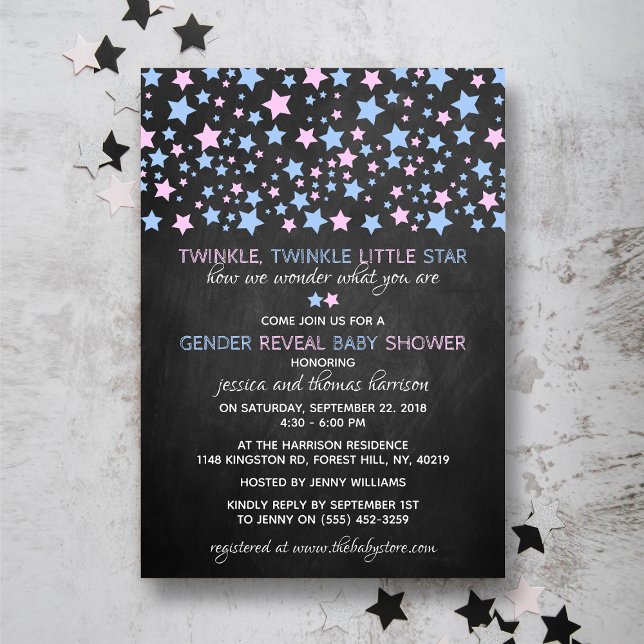 Lilla Star Gender Reveal Party! Baby Shower Inbjudningar (Skapare uppladdad)