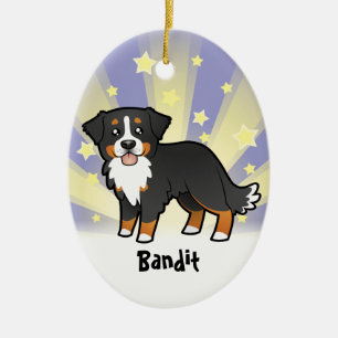 Lilla Stjärna Berner Sennenhund Julgransprydnad Keramik