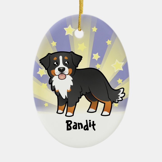 Lilla Stjärna Berner Sennenhund Julgransprydnad Keramik (Framsidan)