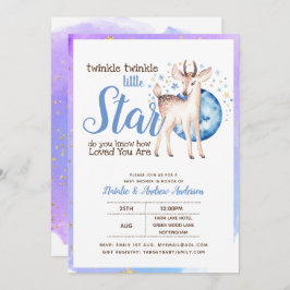 Lilla stjärna, lilla Hjort Blue Guld Modern Inbjudningar