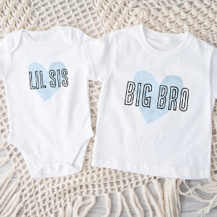 Lilla syster Blått Hjärta Matchande syskon Familj T Shirt