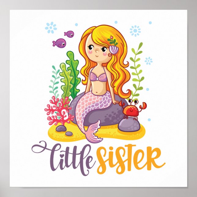 Lilla syster 🧜‍♀️ Havfrue Poster (Framsidan)