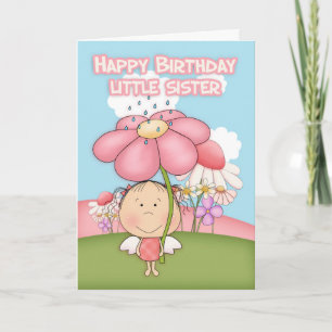 Lilla syster, lilla Garden Fairy & Flower Card Kort