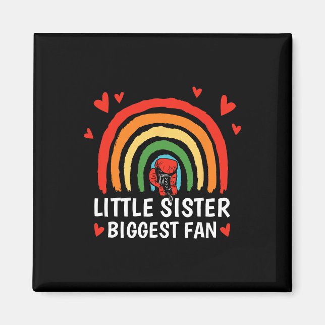 Lilla syster största fan, boxande flicka lillasyst magnet (Framsidan)