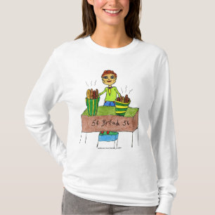 Lilla tecknad pojke som säljer färskt bröd t shirt