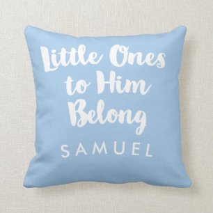 Lilla till Him Belong Blue Christian Nursery Kudde
