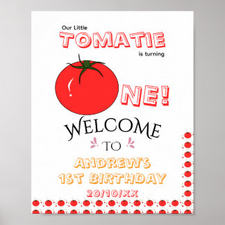 Lilla Tomatie Fyller Ett Sött 1-årsfirande Poster