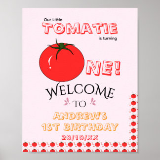 Lilla Tomatie Fyller Ett Sött 1-årsfirande Poster