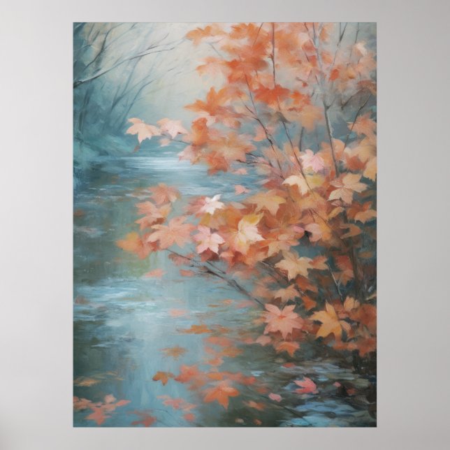 Lilla Träd bredvid Stream Fall Fine Art Poster (Framsidan)