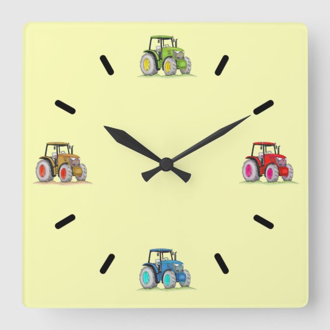 Lilla traktorer, Lemon Acrylic Wall Clock Fyrkantig Klocka (Framsida)