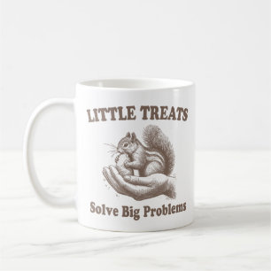 Lilla Treats Lös stora problem Squirrel Funny Kaffemugg