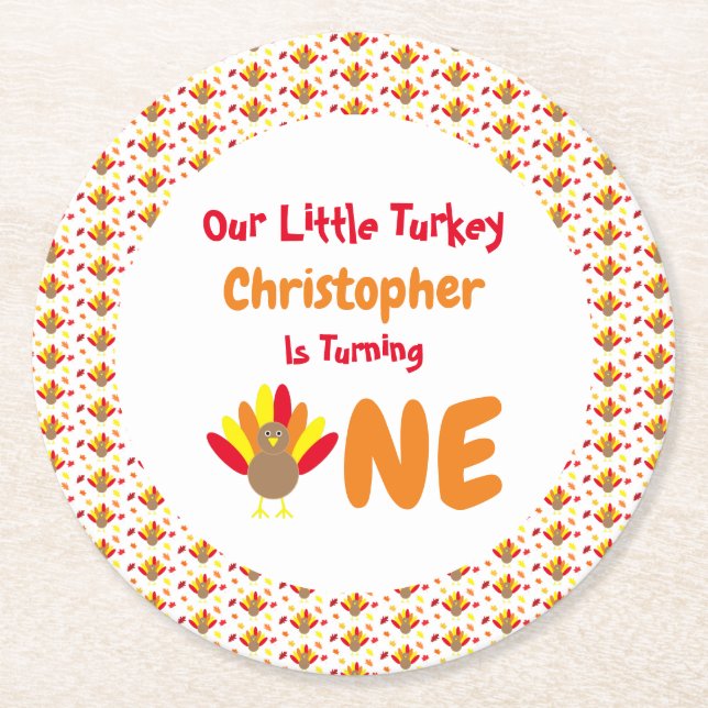 Lilla Turkiet 1:a födelsedag Underlägg Papper Rund (Framsidan)