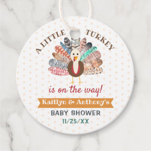Lilla Turkiet på vägen! Thanksgiving Baby Shower Gåvor Etiketter