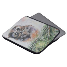 Lilla Uggla-vattenfärgsmålning Laptop sleeve