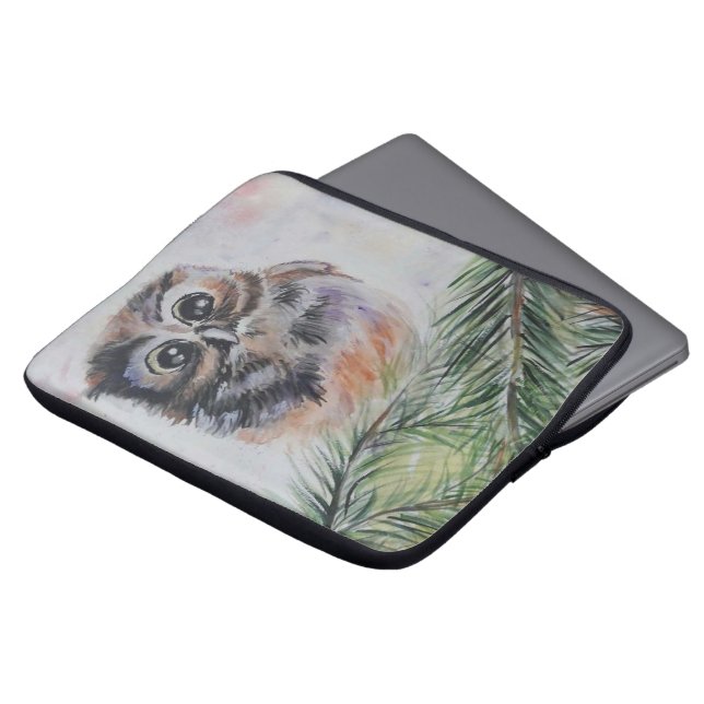 Lilla Uggla-vattenfärgsmålning Laptop sleeve (Framsida topp)