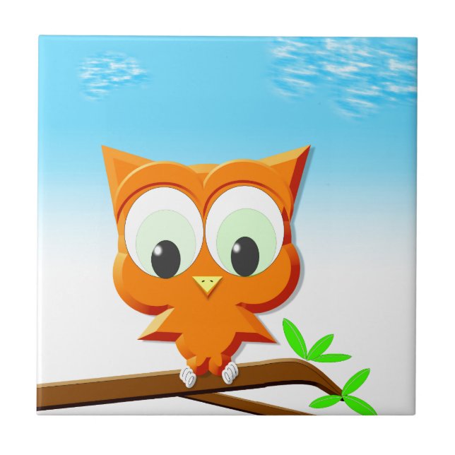 Lilla Uggla vid Gren Kakelplatta (Framsidan)