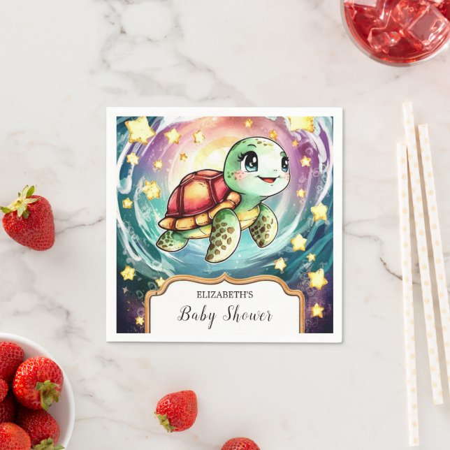 Lilla under Sea Turtle Baby Shower Pappersservett (Insitu)