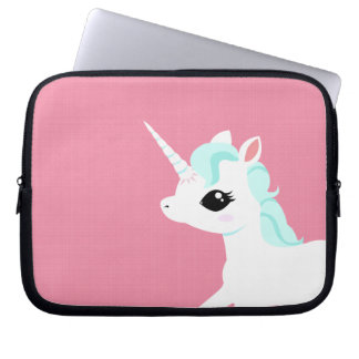 Lilla Unicorn med blå mane Laptop sleeve