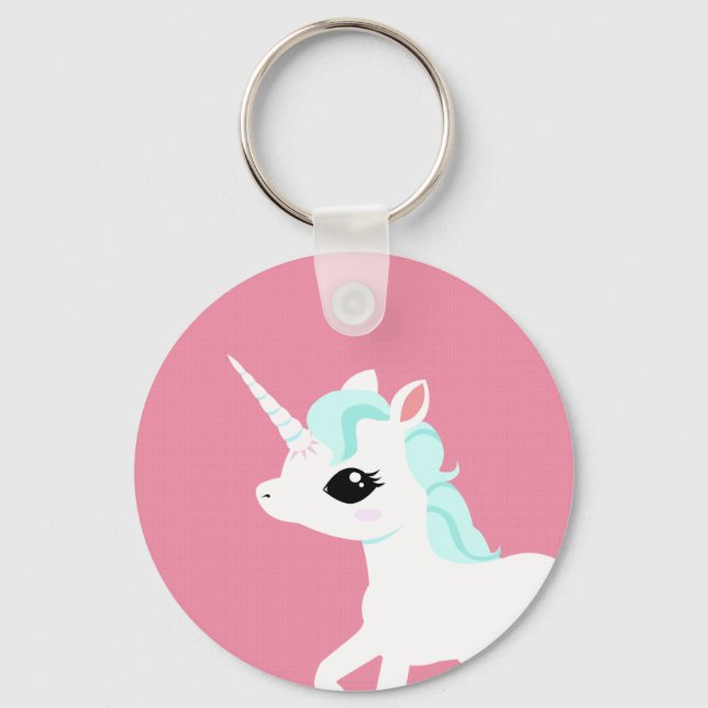 Lilla Unicorn med blå mane-nyckelkedja Nyckelring (Framsida)