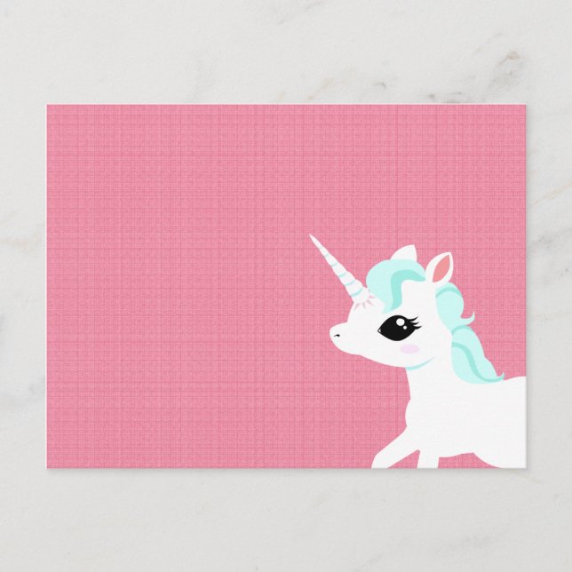 Lilla Unicorn med blått vykort (Framsida)
