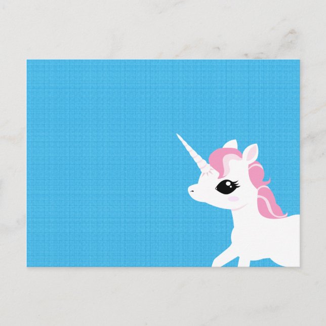 Lilla Unicorn med rosa mane-vykort Vykort (Framsida)