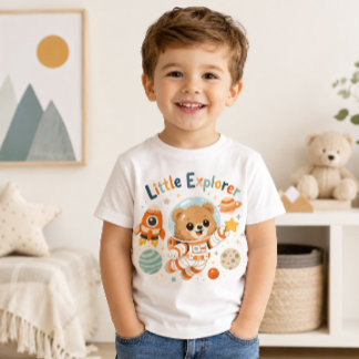 Lilla upptäcktsbjörn Astronaut Rymdäventyrare T Shirt