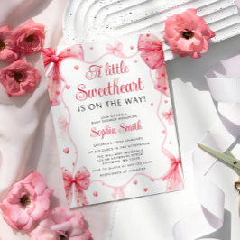 Lilla Valentineser Bow Baby Shower Inbjudningar