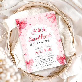 Lilla Valentineser Cute Bow Baby Shower Inbjudningar
