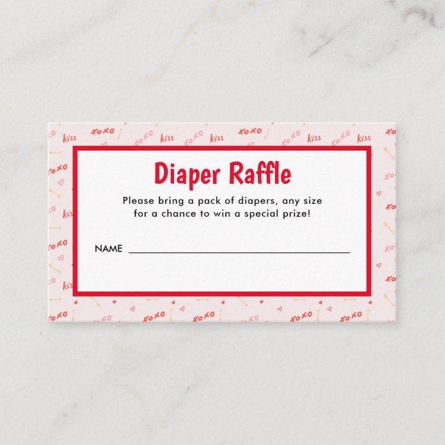 Lilla Valentineser Diaper Raffle Tilläggskort (Framsida)