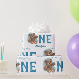 Lilla vattenfärg Bear Cute Animal Första födels Presentpapper